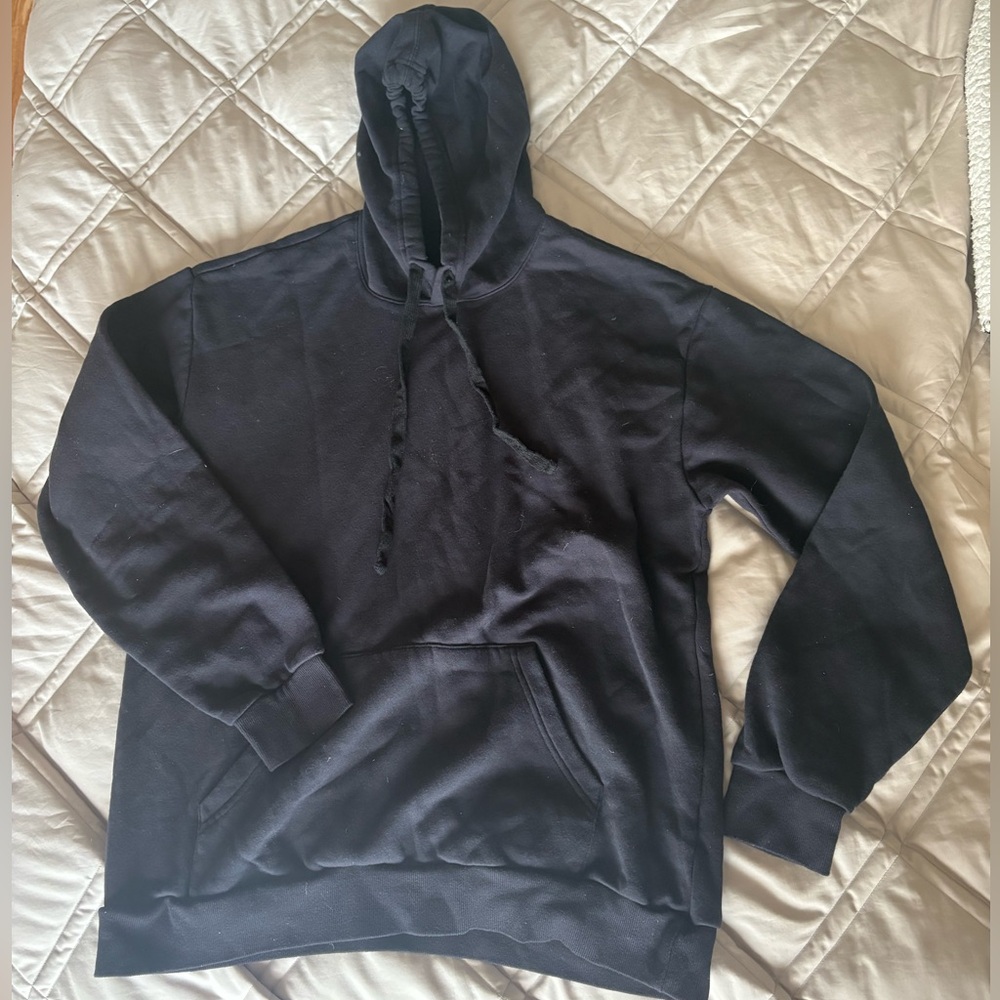 Large Alternative Plain Black Hoodie